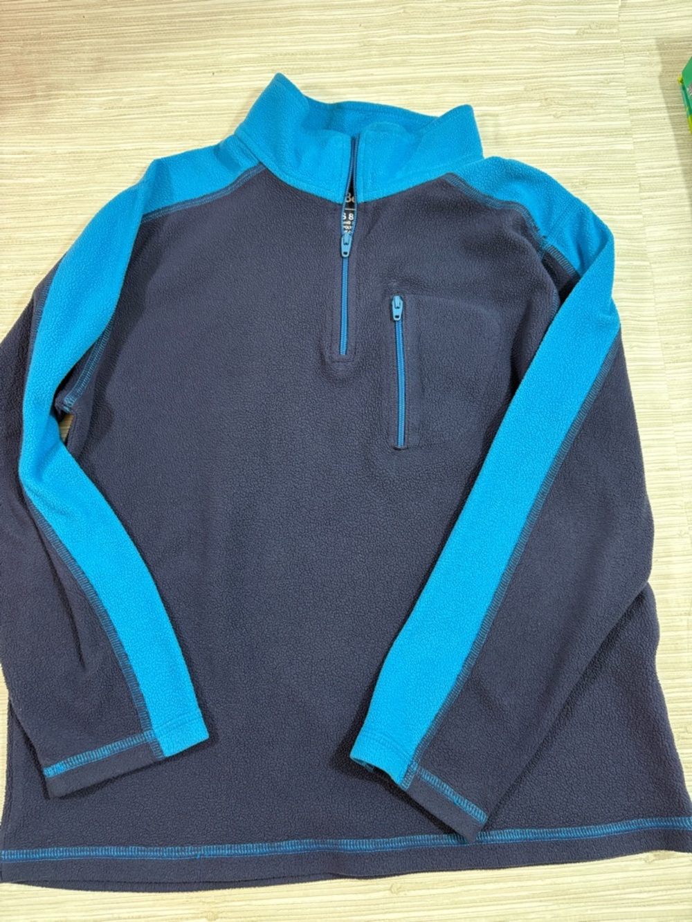 LL BEAN 8 ✨ Kids quarter zip pullover fleece blue Sweater VGUC